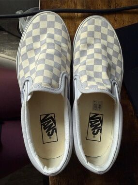Vans Slip-On Checkerboard Sneakers - Gray & Cream